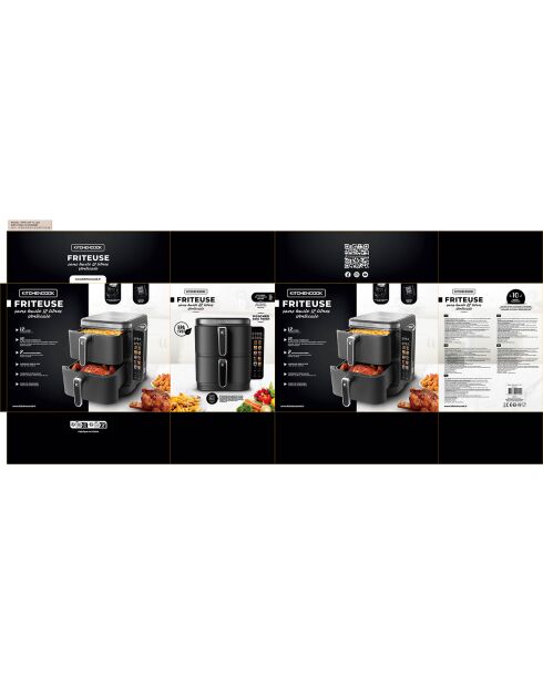 Double friteuse à air verticale noire - 44.3x28.6x35.5 cm