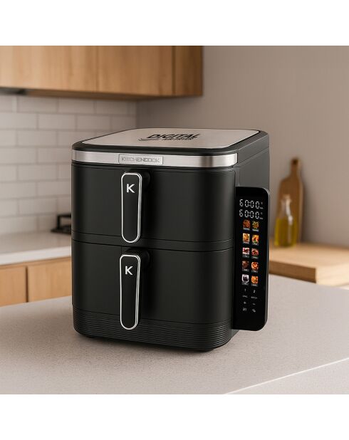 Double friteuse à air verticale noire - 44.3x28.6x35.5 cm