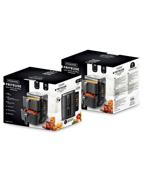 Double friteuse à air verticale noire - 44.3x28.6x35.5 cm