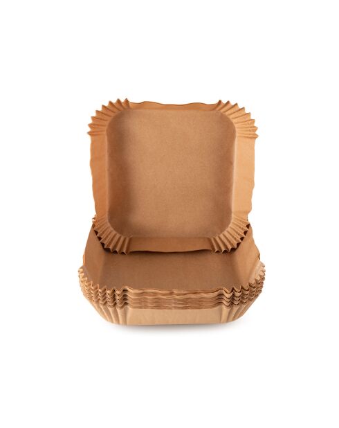 Papier cuisson carré pour air fryer marron  - 20x20x4.5 cm