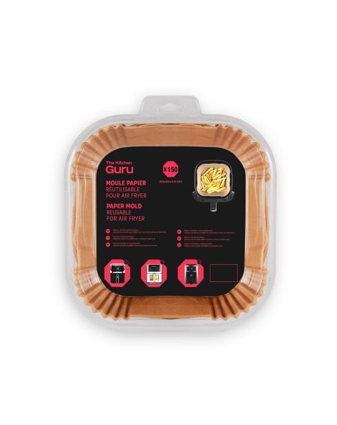 Papier cuisson carré pour air fryer marron  - 20x20x4.5 cm