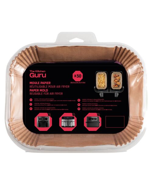 Papiers cuisson rectangle pour air fryer  - 20.5x14x4.5 cm
