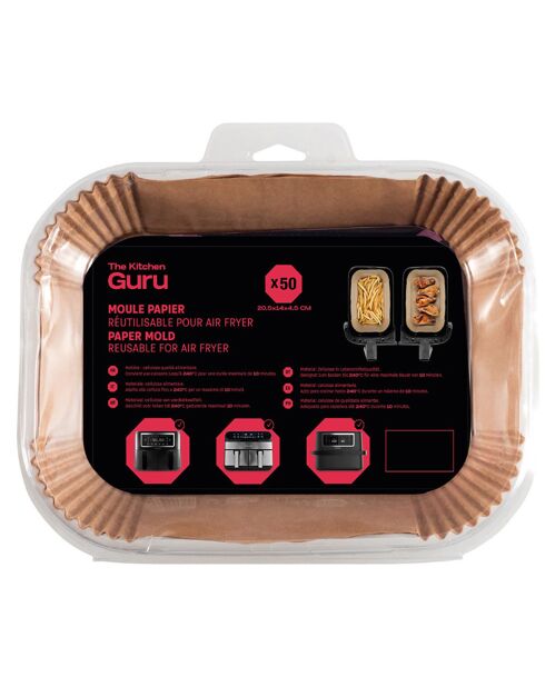 Papiers cuisson rectangle pour air fryer  - 20.5x14x4.5 cm