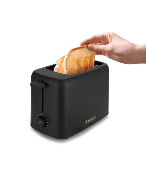 Grille pain avec 2 fentes noir - 25.6x14.6x16.7cm