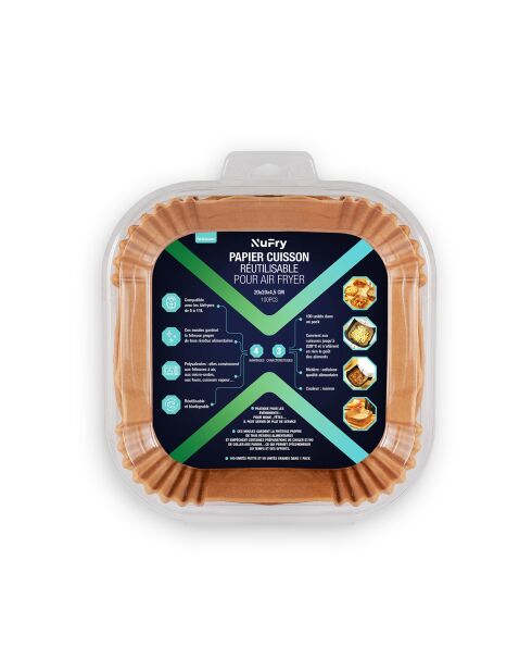 Moule papier cuisson pour air fryer  - 20x20x4.5 cm