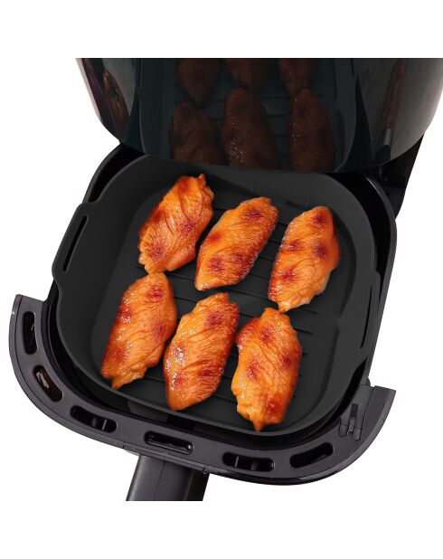 Silipot Square zwarte vierkante siliconen mand - 21x21x6 cm