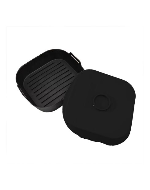 Silipot Square zwarte vierkante siliconen mand - 21x21x6 cm