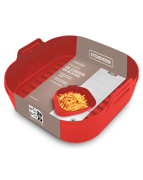 Panier en silicone carré rouge - 21x21x6 cm