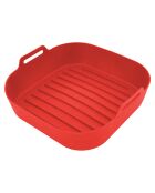 Panier en silicone carré rouge - 21x21x6 cm
