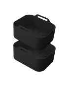 2 schwarze Silipot Silikon-Kochkörbe - 21,5x14,5x7 cm