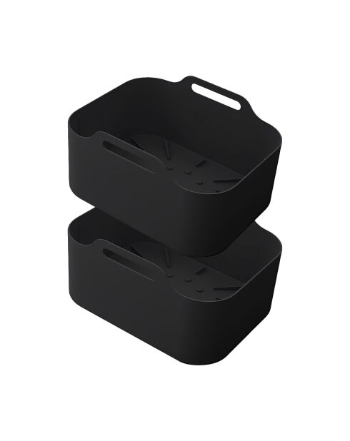 2 schwarze Silipot Silikon-Kochkörbe - 21,5x14,5x7 cm
