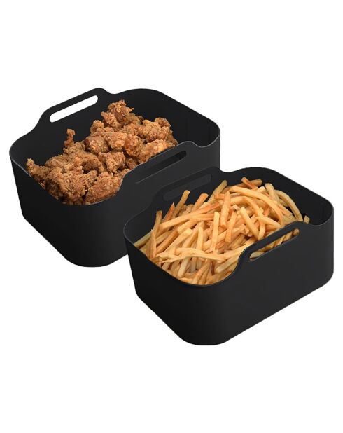 2 schwarze Silipot Silikon-Kochkörbe - 21,5x14,5x7 cm