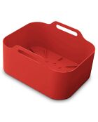 2 Paniers en silicone rectangle rouge - 21.5x14.5x7 cm