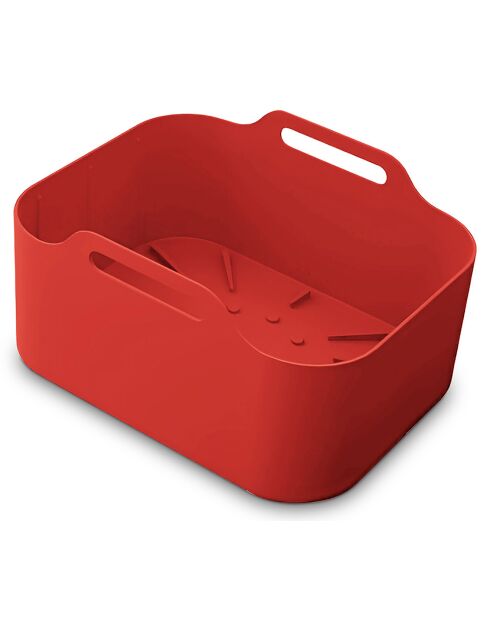 2 Paniers en silicone rectangle rouge - 21.5x14.5x7 cm