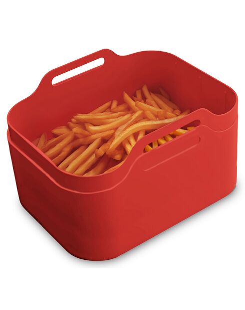 2 Paniers en silicone rectangle rouge - 21.5x14.5x7 cm