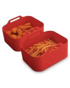 2 Paniers en silicone rectangle rouge - 21.5x14.5x7 cm