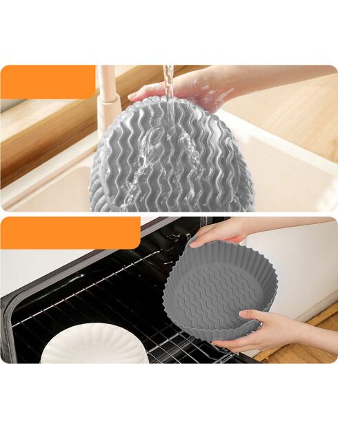 Moule en silicone rond avec poignées gris - 20x20x6.6 cm