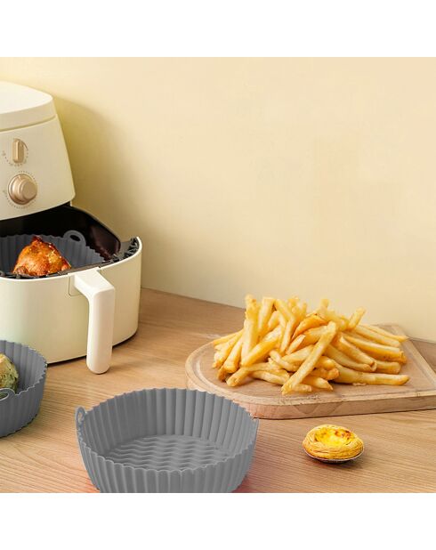 Moule en silicone rond avec poignées gris - 20x20x6.6 cm