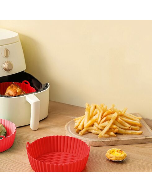 2 Moules en silicone ronds rouge - 20x20x6.6 cm