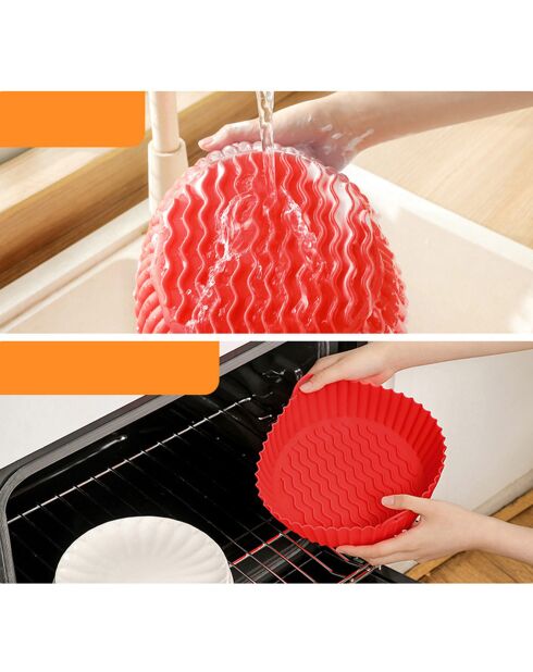 2 Moules en silicone ronds rouge - 20x20x6.6 cm