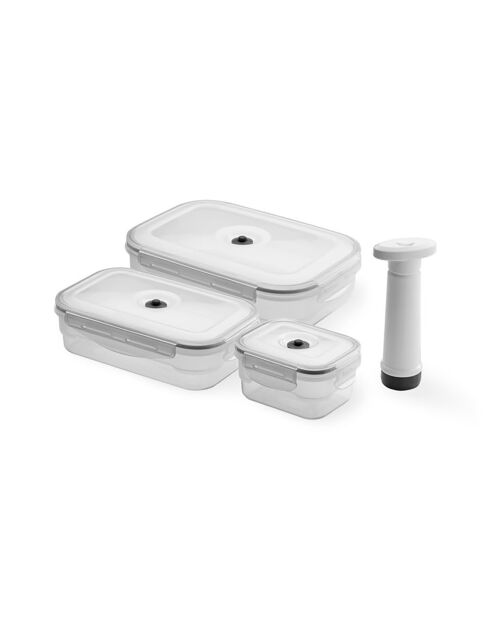 3 Boites alimentaires sous vide transparentes