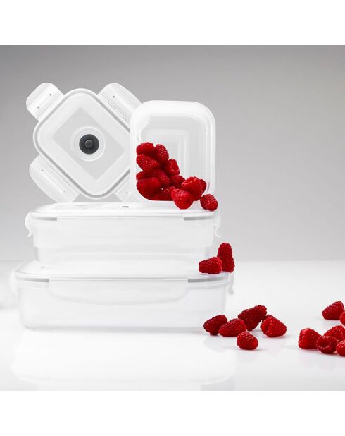 3 Boites alimentaires sous vide transparentes