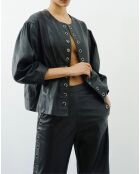 Blouson en Cuir d'Agneau Abia noir