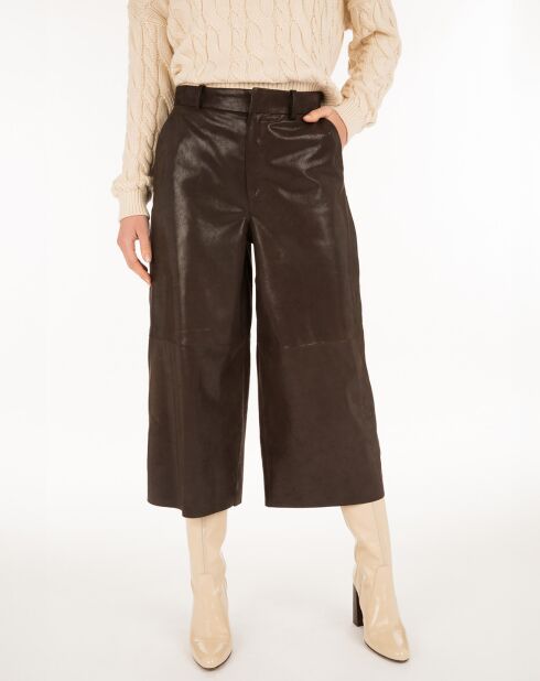 Pantalon en Cuir d'Agneau Alberta Waxy brown