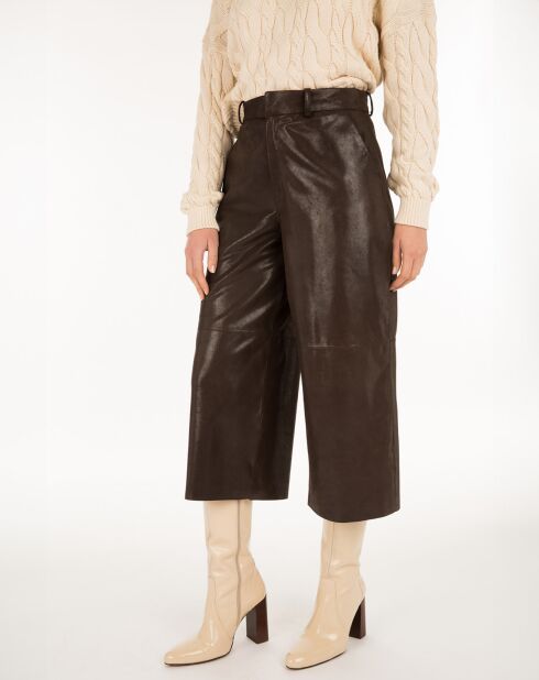 Pantalon en Cuir d'Agneau Alberta Waxy brown