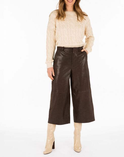 Pantalon en Cuir d'Agneau Alberta Waxy brown