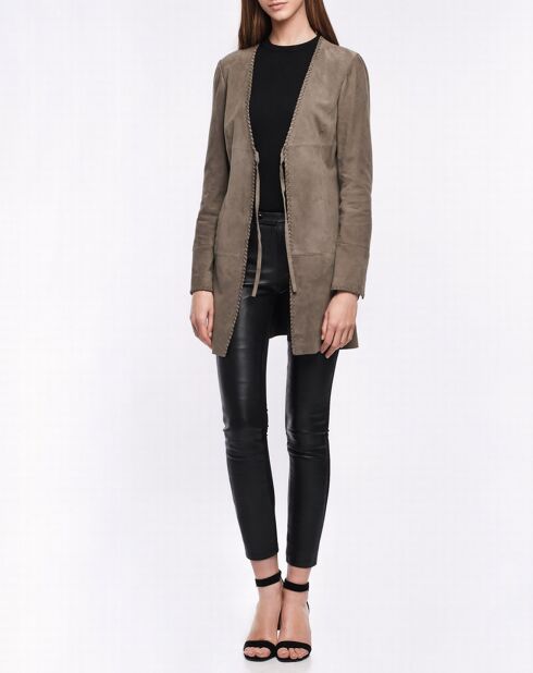 Veste en Velours de Cuir de Chèvre Alika Vel elephant