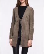 Veste en Velours de Cuir de Chèvre Alika Vel elephant