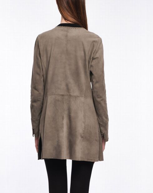 Veste en Velours de Cuir de Chèvre Alika Vel elephant