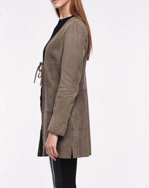 Veste en Velours de Cuir de Chèvre Alika Vel elephant