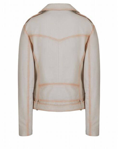 Blouson en Cuir d'Agneau Aliya blanc incarnadin