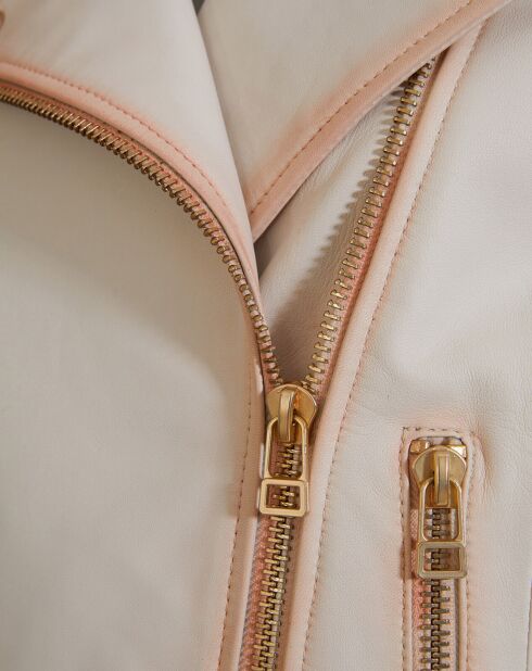 Blouson en Cuir d'Agneau Aliya blanc incarnadin