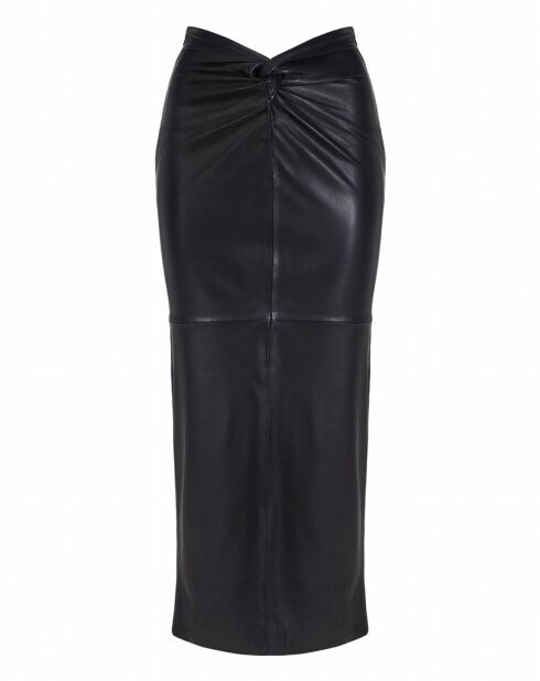 Jupe en Cuir d'Agneau Amila noire