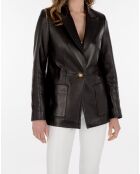 Veste en Cuir d'Agneau Anta Waxy noire