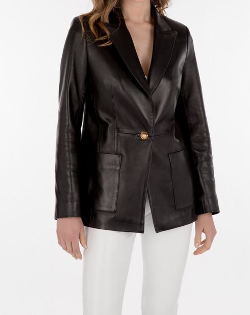 Veste en Cuir d'Agneau Anta Waxy noire