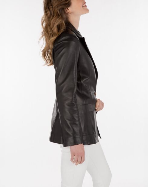 Veste en Cuir d'Agneau Anta Waxy noire