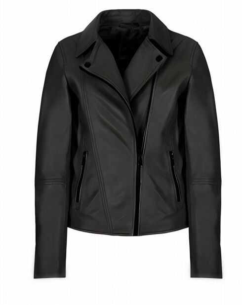 Blouson en Cuir d'Agneau Arizona noir