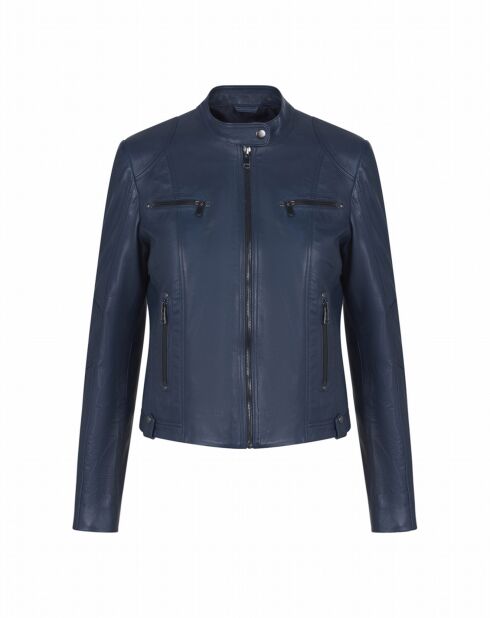 Blouson en Cuir d'Agneau Caddy indigo