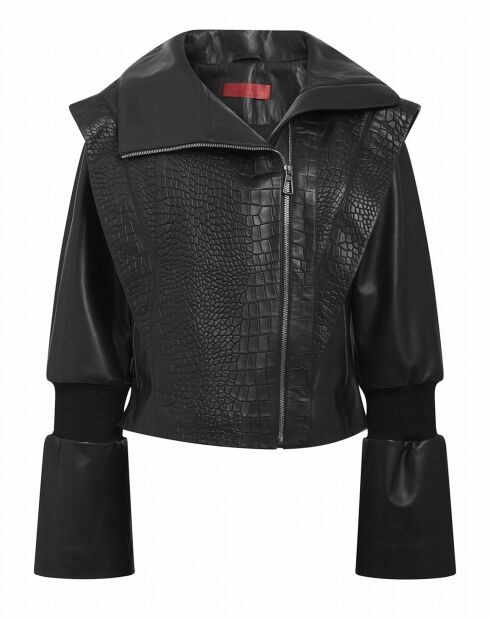 Blouson en Cuir d'Agneau Coline noir