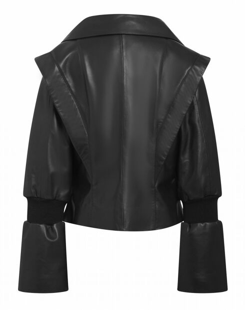 Blouson en Cuir d'Agneau Coline noir