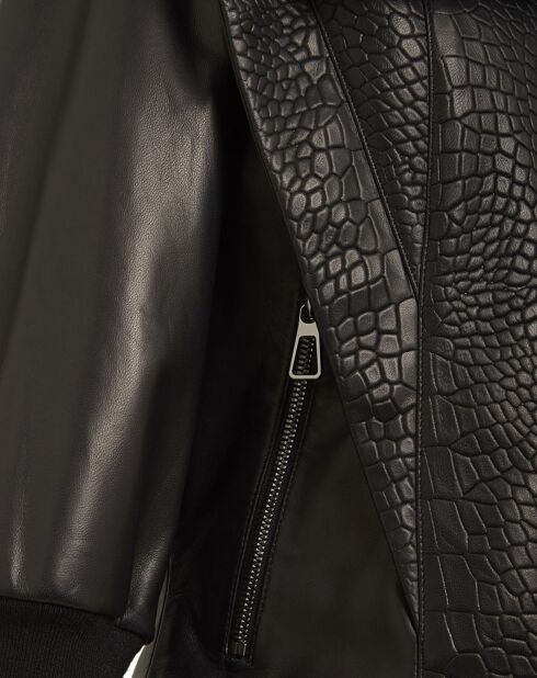 Blouson en Cuir d'Agneau Coline noir