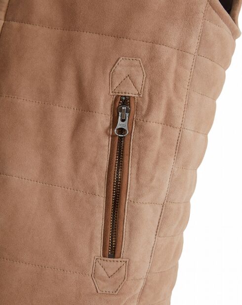 Doudoune en Velours de Cuir de Chèvre Dan Vel sable