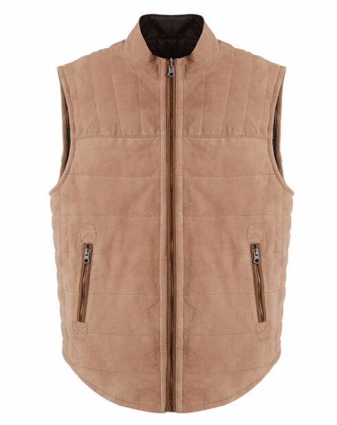 Doudoune en Velours de Cuir de Chèvre Dan Vel sable