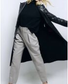 Manteau en Cuir d'Agneau Dariline noir