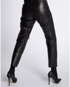 Pantalon en Cuir d'Agneau Electra Waxy noir