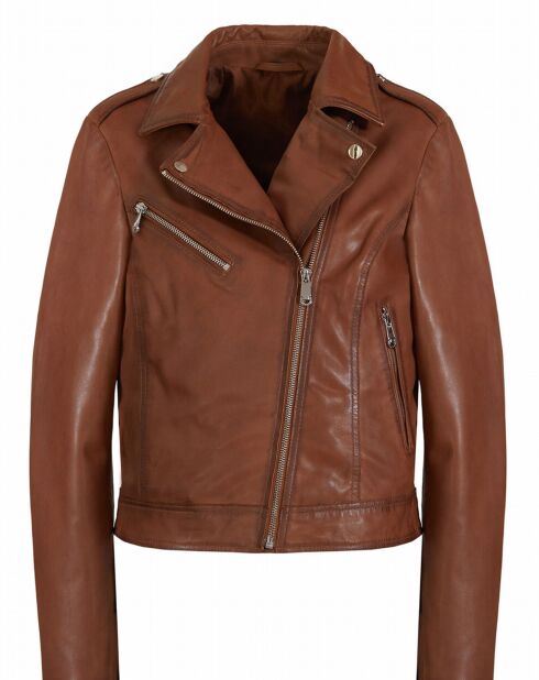 Blouson en Cuir d'Agneau Eleona wisky